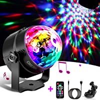 Los mejores  - Luces Discoteca OMERIL Bola Discoteca con 4M Cable USB- LED Giratoria Luz de Fiesta con Sonido Activado- Control Remoto…